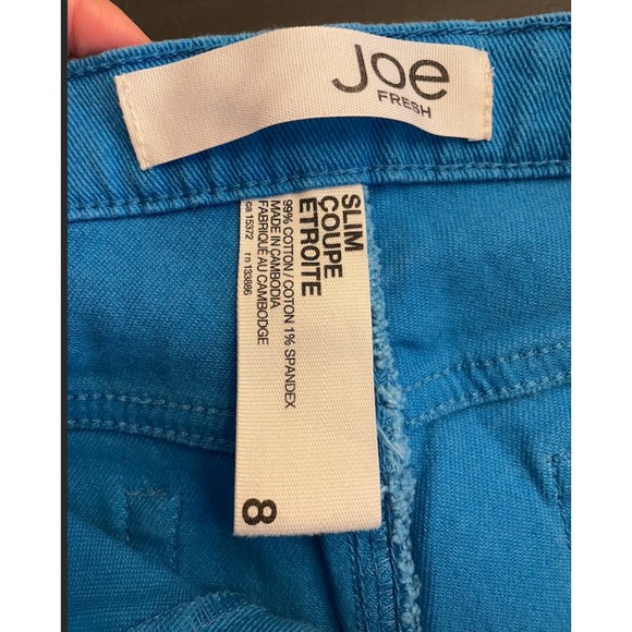 Joe Fresh Slim Turquoise Royal Blue Capris Jeans- Sz 8 - Picture 2 of 5
